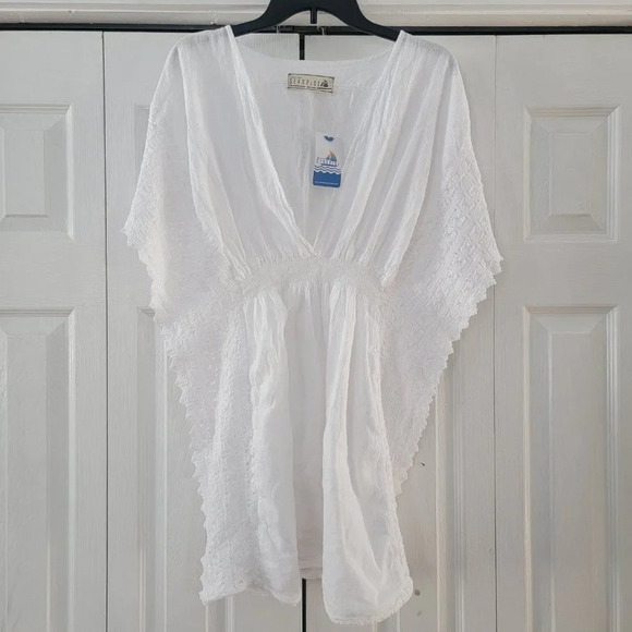 Seaspice Women's White Cotton Cover-Up Dress Size Large - Picture 6 of 9